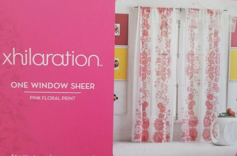 Paneles transparentes de ventana con estampado floral rosa Xhilaration 2 piezas (1 par) 108" x 84" nuevos en paquete Foto 4 de 4