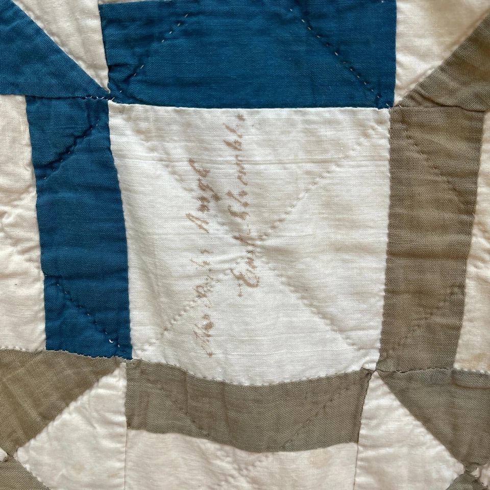 1891 Antique Quilt Signed London Roads Poconos Pennsylvania Multiple Signatures - Image 2 of 4