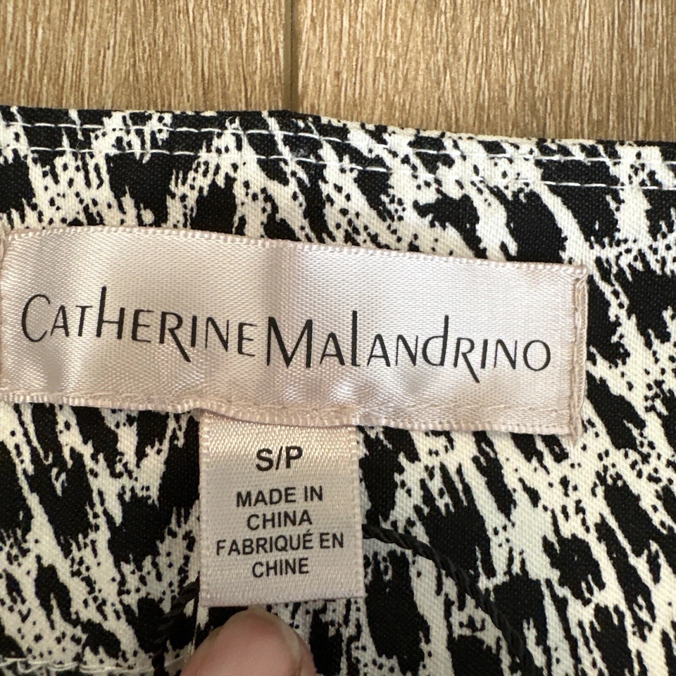 NUEVO Pantalones Cortos Catherine Malandrino Mujer Negro Blanco Estampado Pequeños Cómodos Elastizados Foto 3 de 4
