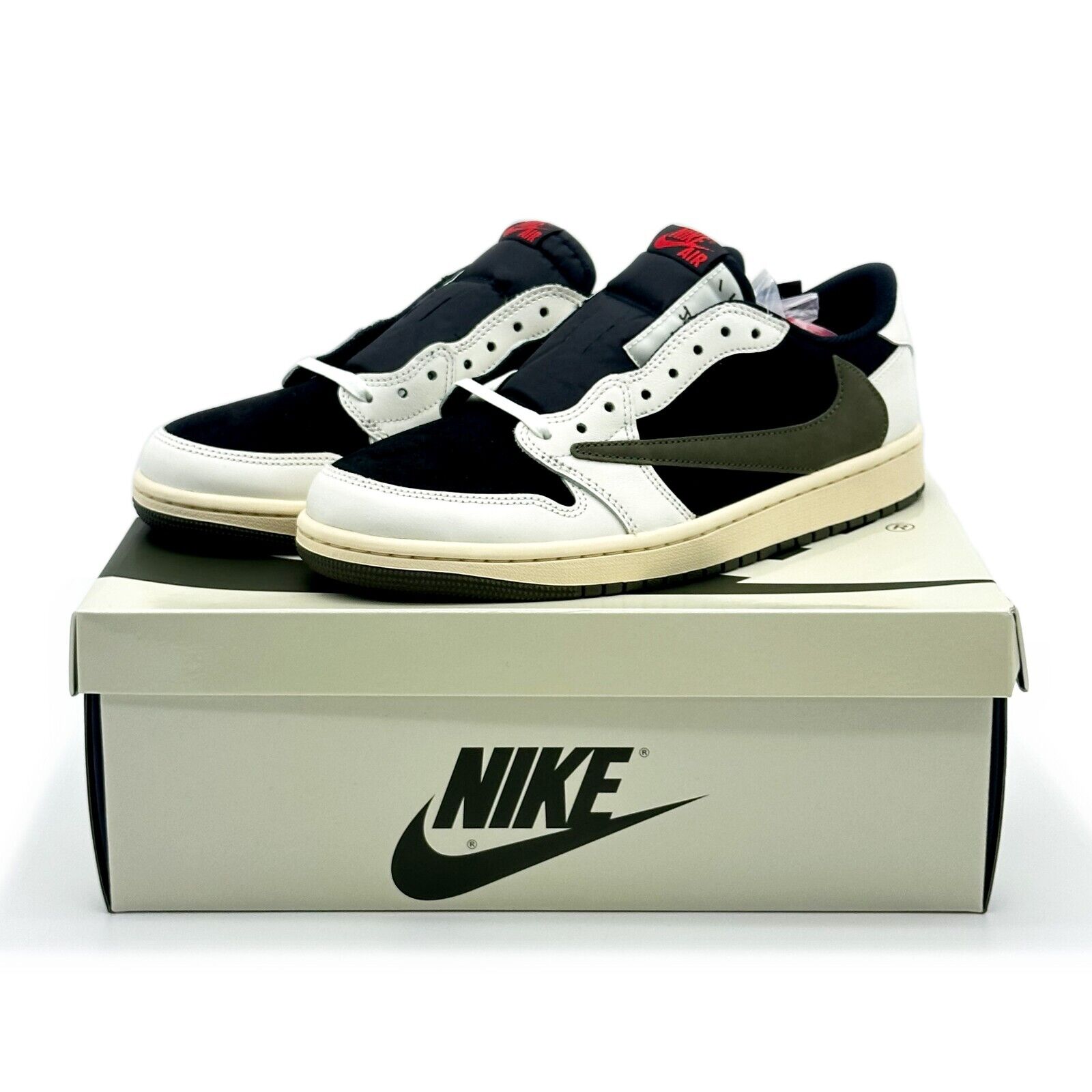 DZ4137-106 Travis Scott × Nike WMNS Air Jordan 1 Low OG Medium Olive White