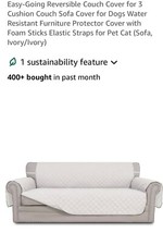 Easy-Going Reversible Couch Cover, 3 Cushion Couch Sofa Cover for Dogs Water 872