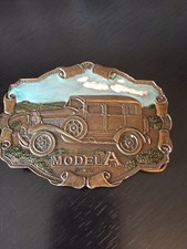 Model A Belt Buckle Enameled Bergamot Brass Works Darien Wisconsin Numbered