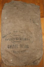  Ancien grand sac en toile de jute MINOTIER CHEVAL BLANC - VAUCLUSE