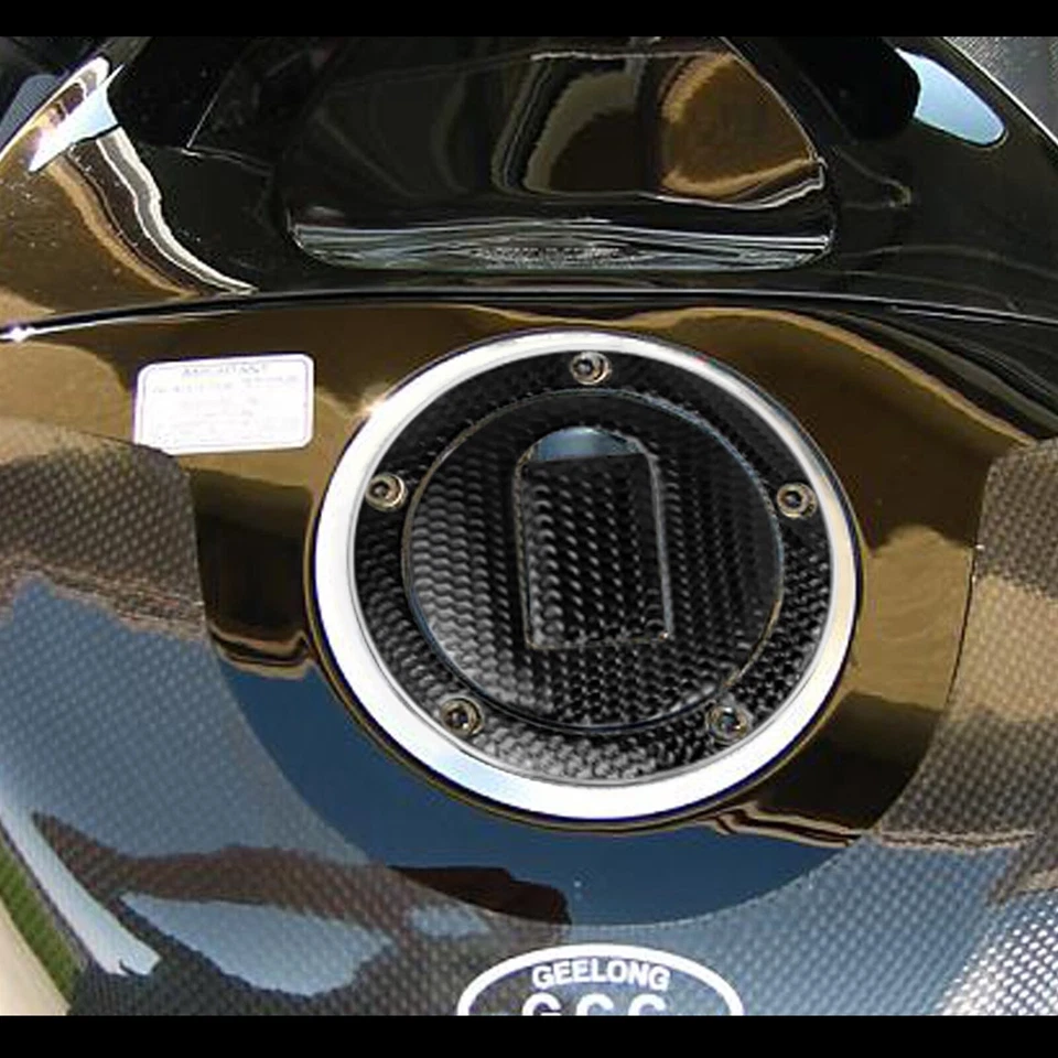 Gas Tank Fuel Cap Cover Decal Pad 04-05 Ninja ZX10R/ZX6R/ZX9 Chrome Silver+Black - Imagem 3 de 4