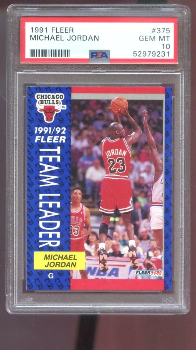 1991-92 Fleer #375 Michael Jordan PSA 10 Graded Card Team Leader