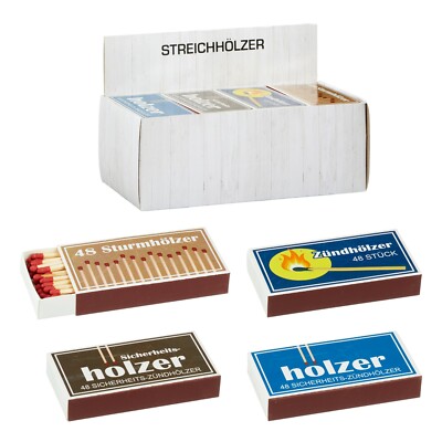   Streichholzschachteln 4 X 48er Packungen 10cm mit Vintage Retro Nostalgie  