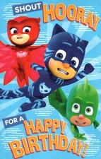 PJ Masks Feliz Cumpleaños Super Valiente Héroe y Hoja de Pegatinas Tarjeta de Felicitación
