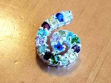 NEW STERLING SILVER 925 DAZZLING MULTI-COLOR CZ CURLY 6 DROP SLIDE PENDANT -.75"