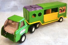 Vtg Buddy L HORSE TRAILER  TRUCK green metal hauler semi tractor cab NO HORSES