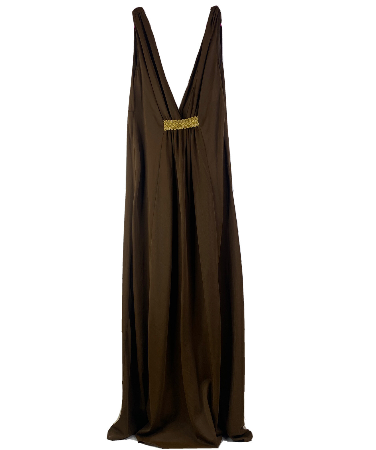 Vintage Womens Medium Dress Brown Union Made Nylon Sleeveless Tank Midi