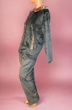 New Seventh Avenue Animal trim Velour Pant Set Green Tracksuit Plus Size 3X