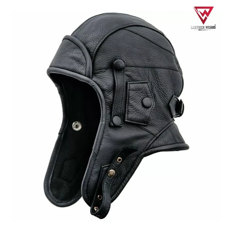 Gorra de piloto convertible de cuero real gorra de aviador sombrero Foto 4 de 4