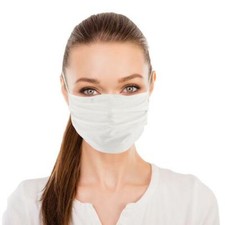 Layered Cloth Pleated Face Masks White Set of 5, Washable, Re-Usable, Adult, Tie