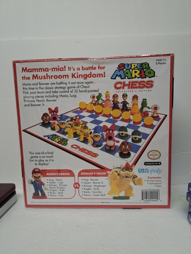 Super Mario Chess Set Collectors Edition Board Game USAopoly 32 Piece New Sealed - Picture 6 of 6