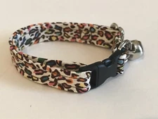 FANCY LEOPARD ANIMAL PRINT ADJUSTABLE BREAKAWAY CAT  COLLAR