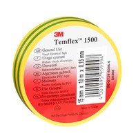 3M 1500 Temflex Isolierband Gelb/GrüN, 3 Rollen 15Mm X 10M