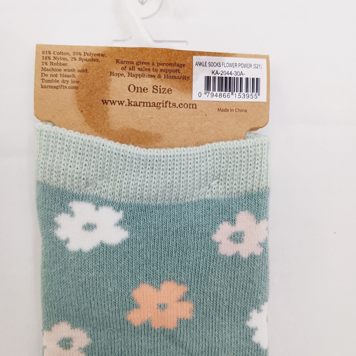 Karma Ankle Socks Women Boy Flower Power 60's Retro Child Peace Love NEW NWT View 6