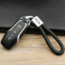 LATEST FORD LOGO BRAIDED LEATHER METAL KEYRING KEY CHAIN FOB GIFT UK SELLER