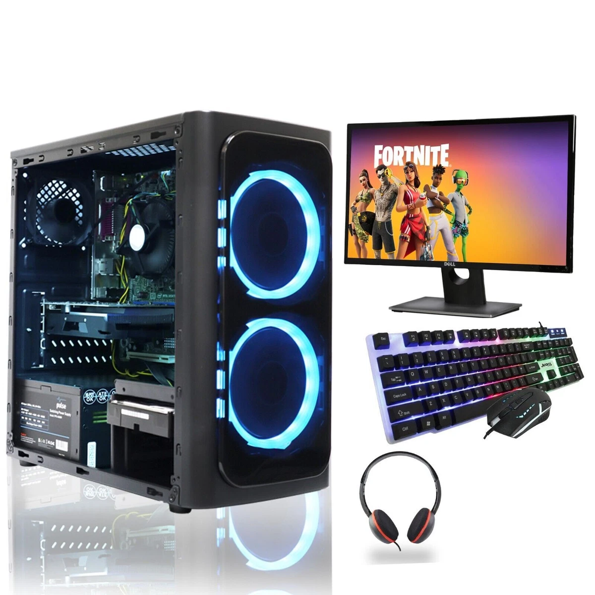 Fast Core i5 Gaming PC + Monitor Bundle 8GB RAM 1TB HDD Fortnite Computer