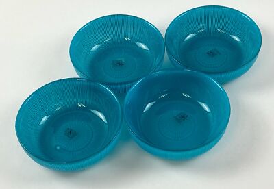 Ecoglass Bowls Recycled Glass Stripped Blue 5.5 inch x 1.5 inch Lot of 4
