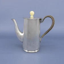 Johnson Durban & Co Antique English Individual Coffee or Tea Pot Rattan Handle