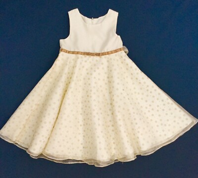 Goodlad Of Philadelphia Girls Dress Sz 5 Sleeveless Ivory Sparkly Overlay Flower