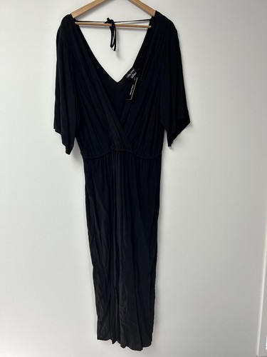 CITY CHIC Jumpsuit in Black With Pockets Plus Size XL 22 Palm New - Picture 2 of 8