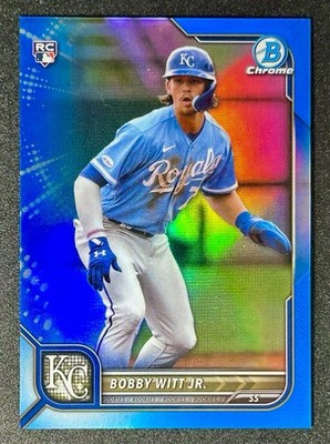 2022 Bowman Chrome Bobby Witt Jr. /150 Blue Refractor #77 RC
