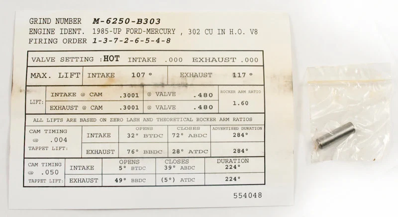 Árbol de levas hidráulico Mustang 5.0 Ford Racing M-6250-B303 1985-1995 Foto 2 de 3
