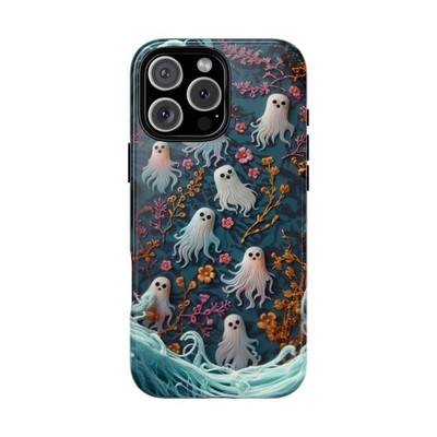 Phone Ink - Case for iPhone/Galaxy/Pixel - Spooky Ghosts Flower Abstract