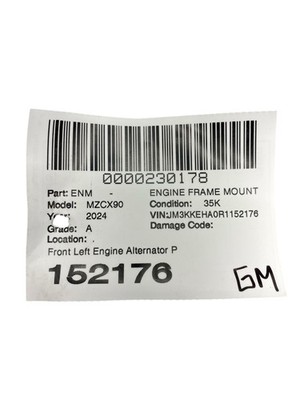 2024-2025 Mazda CX-90 Front LH Engine Alternator Power Steering