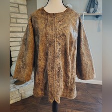 Kim Rogers Brown Snake Print Cape Jacket 3X