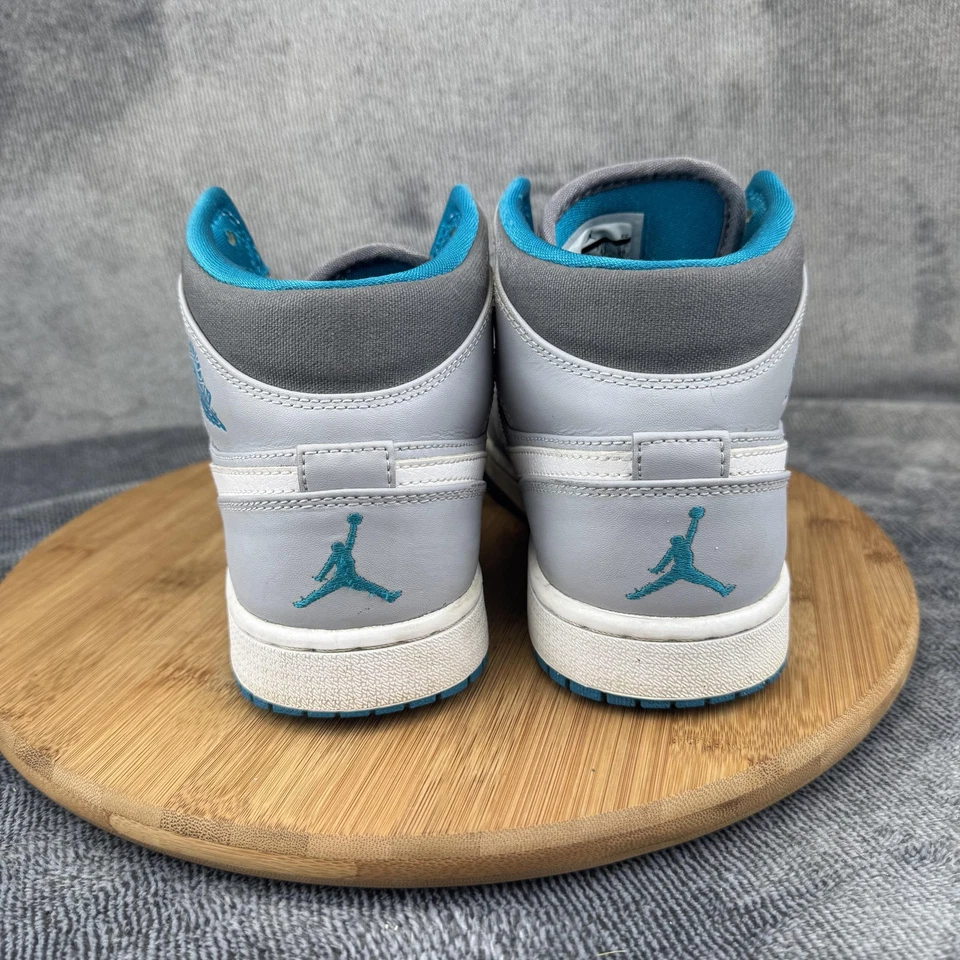Tênis retrô Air Jordan 1 cinza lobo médio masculino tamanho 8 azul-petróleo 554724-027 - Imagem 4 de 4