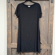 Daily Ritual Women's Black Casual Short Sleeve ShirtDress Viscose Stretch XL