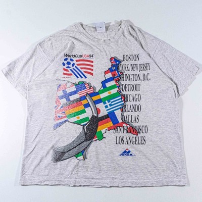 Vintage Apex One 1994 World Cup USA Cities T-Shirt XL All Over Print Soccer VTG