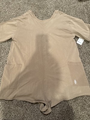 FP Movement Women Hot Shot Tee Romper S Mocha Latte Nwt $60