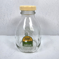 Vintage Cedar Summit Farm Dairy New Prague MN Pint Glass Milk Cream Bottle w Lid