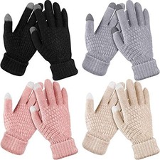 Geyoga 4 Pairs Women's Winter Touch Screen Gloves Soft Black, Gray, Pink, Beige