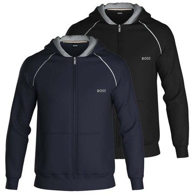 BOSS men's jacket with zip and hood mix & match cotton elastane blue or black