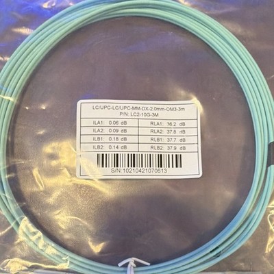 LC/UPC Multimode DX2 2.0mm OM3 Fiber Optic Cable 3m Aqua MPN LC2-10G-3M