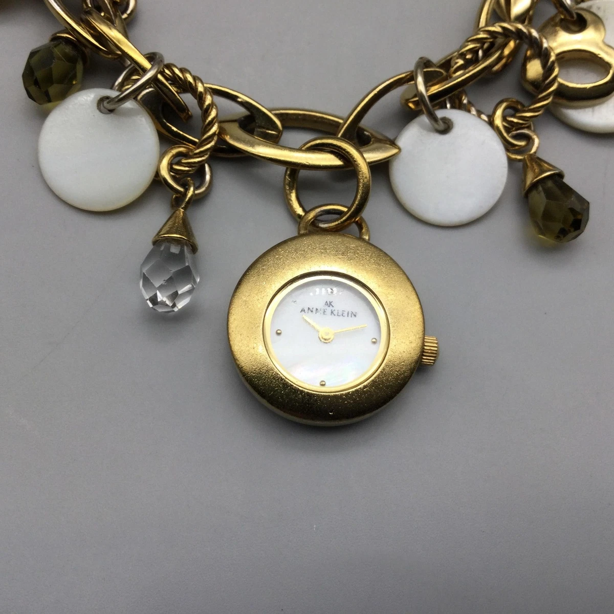 Pre owned Anne Klein Gold-Tone Watch with Black Dial and Charms Anne Klein Watch Black Gold - Etsy main image 3