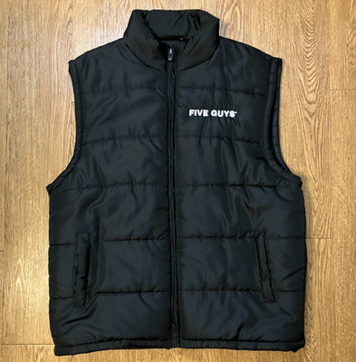 Five Guys Burgers & Fries Puffer Vest Men's L Black Burnside Employee Uniform