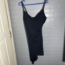 Woman’s Planet Gold Spaghetti Strap VNeck Blk Asymmetrical Bodycon Dress Size M