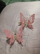 2 VTG 90’s DEADSTOCK FLUTTERING BUTTERFLY HAIR CLIPS MOVING WINGS PAIR Easter