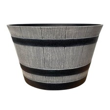 UPC 684143055488 product image for Whiskey Barrel Planter Large 22in Resin Outdoor Pot Birchwood Gray 49qt Garden | upcitemdb.com
