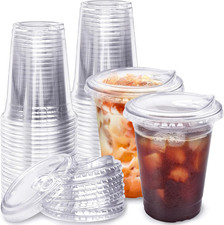 16 Oz Plastic Clear Cups with Strawless-Sip-Lids,25 Sets Plastic Cups with Sip T