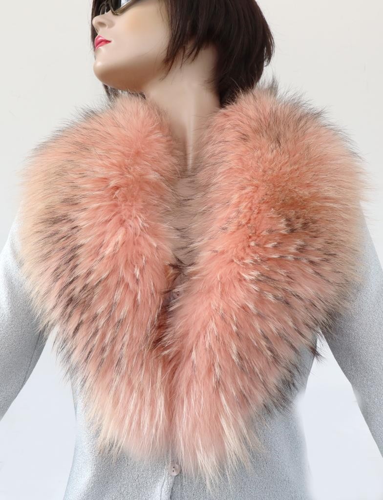 Fur Scarf Shawl Fur Trim Coat Jacket Cloak Sea Fox Statement Natural Pink image 5