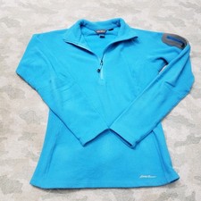 Eddie Bauer Top Womens XS Blue First Ascent Fleece Quarter Zip Long Sleeve