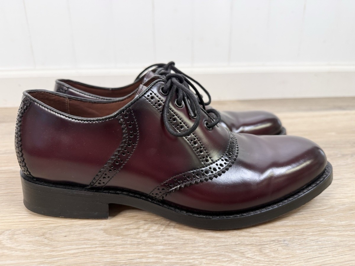 L.L. Bean Mens Saddle Shoes Burgundy Leather Plain Toe Dress Oxfords Size 12 LL Bean Saddle Oxford Cordovan Dress Shoes Men main image 3