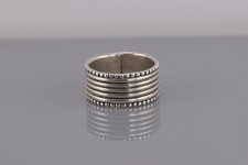 Sterling Silver 9mm Stacked Grooved Flat Sided Beaded Rimmed Band Ring 925 Sz: 6